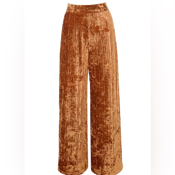 NWT HOUSE OF CB Set Rust Crushed Velvet Giorgia Top & Maelys Trousers XS - Picture 9 of 13